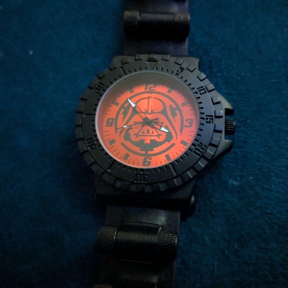 Black Star Wars Tactical Watch with Red Dial and Graphic